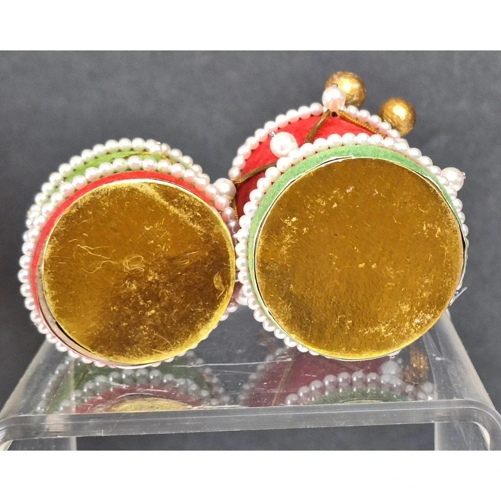Lot Of 2 Made In‎ Japan Xmas Cardboard Drum Ornaments